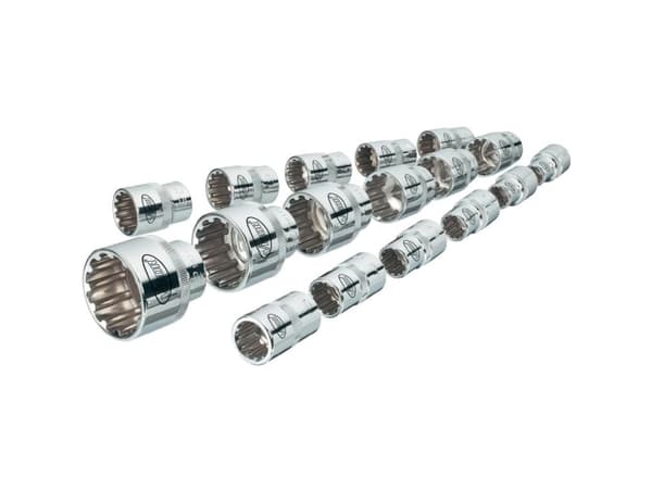 Vigor V1898, Støpselsett, 1/2", 17 hoder, 10,11,12,13,14,15,16,17,18,19,20,21,22,24,27,30,32 mm