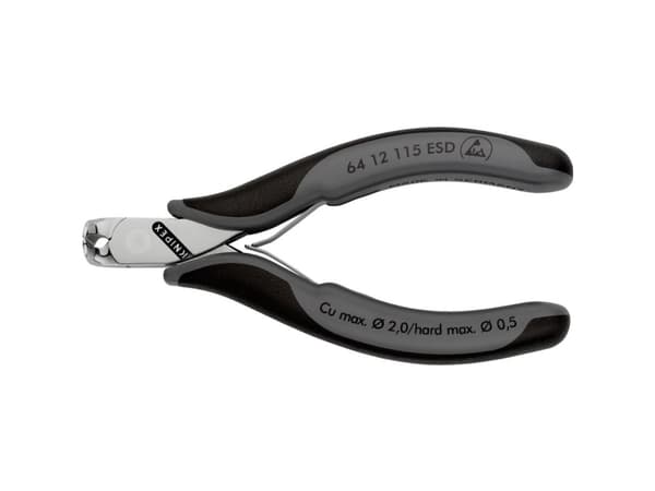 Knipex 64 12 115 ESD, Hovtang, Stål, Plast, Sort, Grå, 115 mm, 94 g