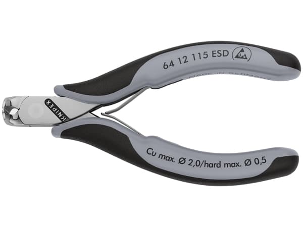 Knipex 64 12 115 ESD, Hovtang, Stål, Plast, Sort, Grå, 115 mm, 94 g