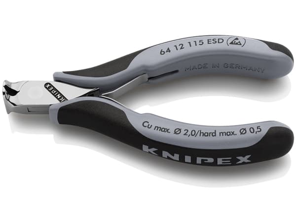 Knipex 64 12 115 ESD, Hovtang, Stål, Plast, Sort, Grå, 115 mm, 94 g