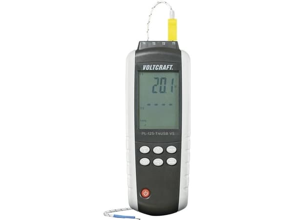 Temperatur-måleudstyr VOLTCRAFT PL-125-T4 -200 - +1372 °C Anturityyppi K, J Kalibreret: Fabriksstandardi