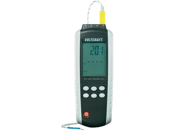 Temperatur-måleudstyr VOLTCRAFT PL-125-T4 -200 - +1372 °C Anturityyppi K, J Kalibreret: Fabriksstandardi