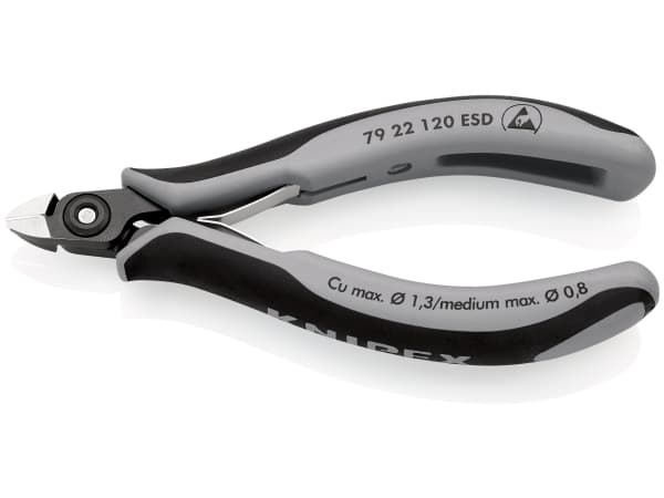 Knipex 79 22 120 ESD, Diagonal tang, 9 mm, 6,5 mm, 6,5 mm, 1,3 mm, Kromvanadiumstål
