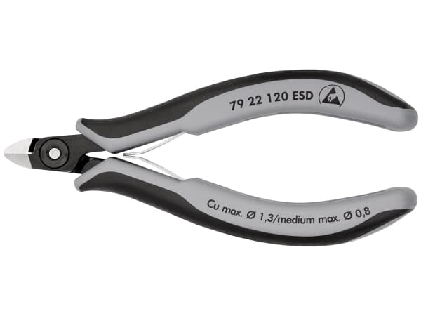 Knipex 79 22 120 ESD, Diagonal tang, 9 mm, 6,5 mm, 6,5 mm, 1,3 mm, Kromvanadiumstål