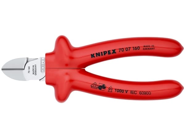 Knipex 70 07 160, Avbitartång, Kromvanadinstål, Plast, Röd, 160 mm, 227 g