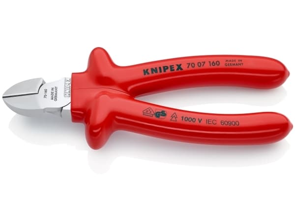 Knipex 70 07 160, Avbitartång, Kromvanadinstål, Plast, Röd, 160 mm, 227 g