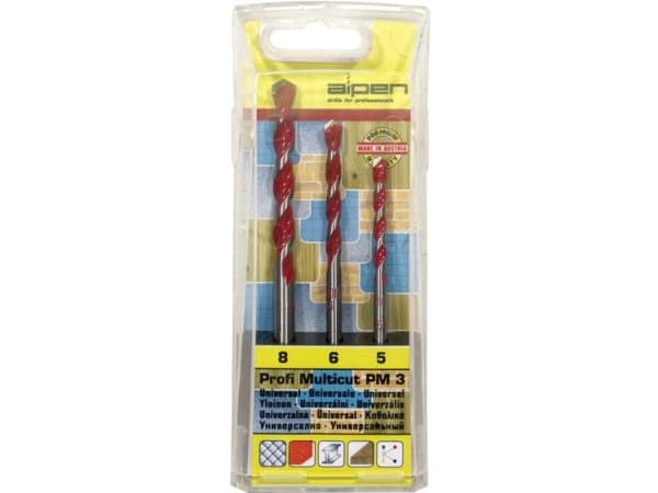 Hårdmetal Multibor-sæt 3 dele Alpen MultiCut 100703100 Cylinderskaft 1 Set