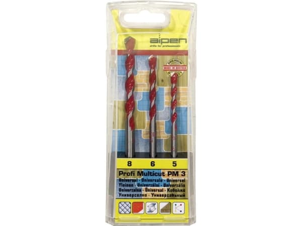 Hårdmetal Multibor-sæt 3 dele Alpen MultiCut 100703100 Cylinderskaft 1 Set