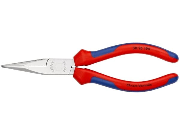 Knipex 30 25 190, Nesetang, 2,4 mm, 5 cm, Stål, Blå, Rød, 190 mm