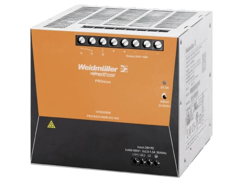 Weidmüller PRO MAX 72W 12V 6A Strømforsyning til DINskinne (DINrail