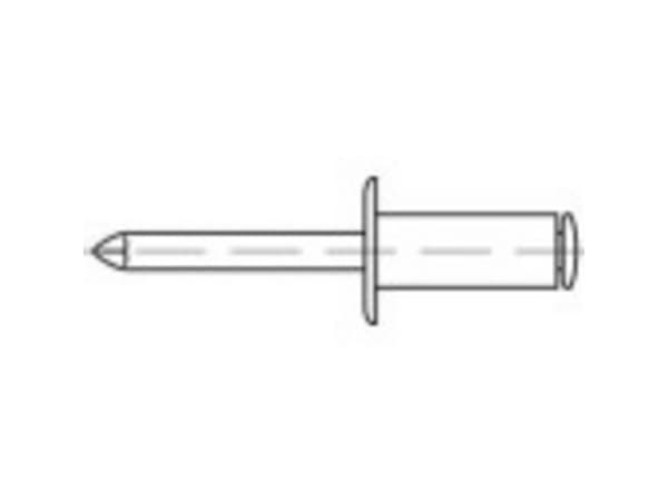 TOOLCRAFT 159936 Åben blindnitte (Ø x L) 4 mm x 14 mm Aluminium Stål 500 stk