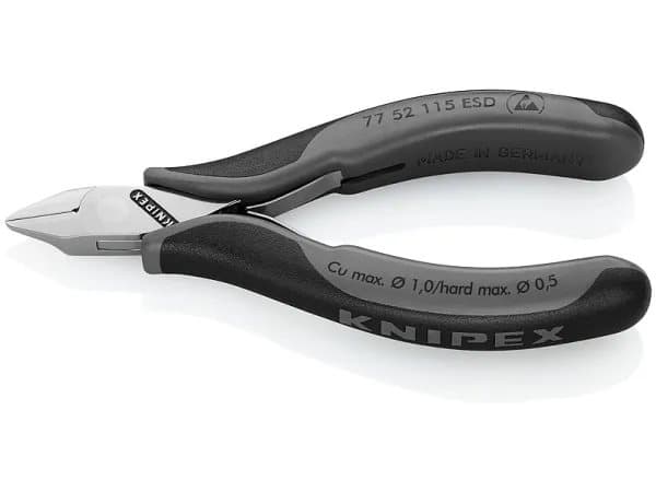 Knipex KP-7752115ESD, Diagonal tang, 1,1 cm, 1,4 cm, 7 mm, 1 mm, Beskyttelse mot elektrostatisk utladning (ESD)