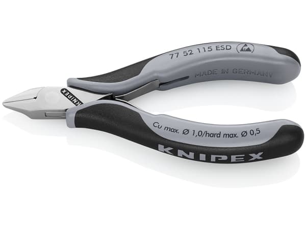 Knipex KP-7752115ESD, Diagonal tang, 1,1 cm, 1,4 cm, 7 mm, 1 mm, Beskyttelse mot elektrostatisk utladning (ESD)