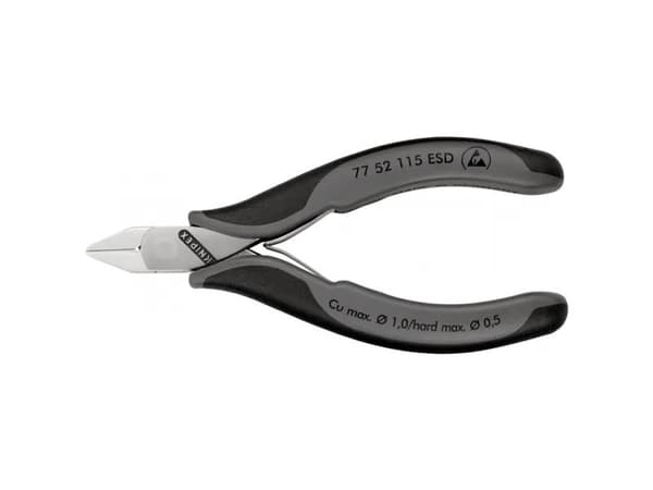 Knipex KP-7752115ESD, Diagonal tang, 1,1 cm, 1,4 cm, 7 mm, 1 mm, Beskyttelse mot elektrostatisk utladning (ESD)