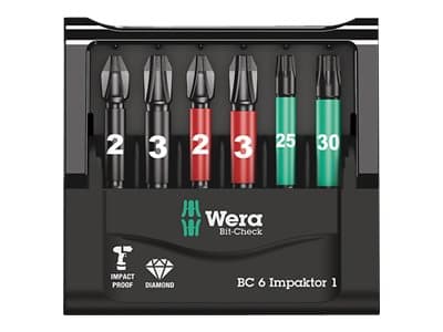 Wera Bit-Check 6 Impaktor 1 - Skrutrekkerbitssett - 6 stk - i holder