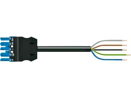 WAGO Winsta® Tilslutningskabel hunstik-fri ende 5G1,5mm² 3 meter, blå, Halogenfri