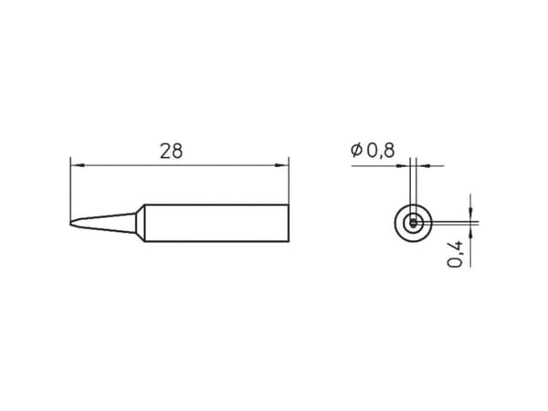Weller T0054485999, Loddespiss, Weller, WXP65, 1 stykker, 0,8 mm, 0,4 mm