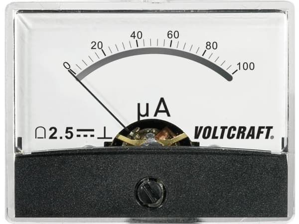 VOLTCRAFT AM-60X46/100µA/DC AM-60X46/100µA/DC Måleapparat til indbygning AM-60X46/100µA/DC 100 µA Drejespole