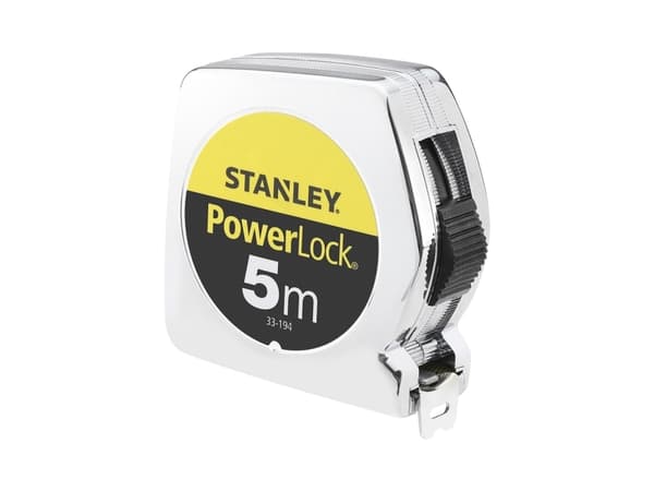 Stanley PowerLock - Målebånd - 10 m - bladbredde: 25 mm - plastikk, Mylar - chrome-plated (housing)