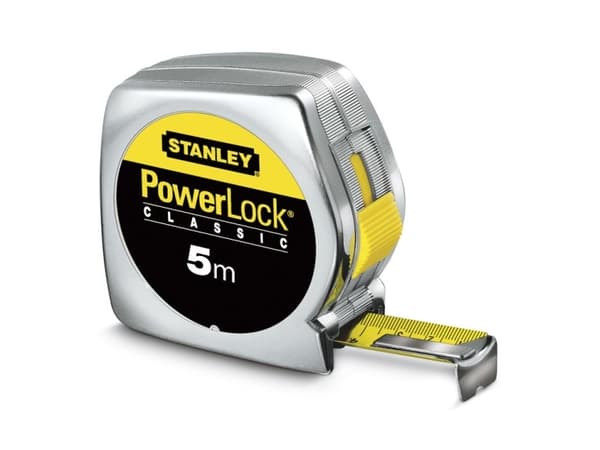 Stanley PowerLock - Målebånd - 10 m - bladbredde: 25 mm - plastikk, Mylar - chrome-plated (housing)