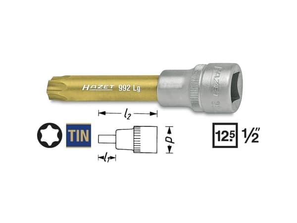 HAZET 992LG-T60, 1 kpl, 25,4 / 2 mm (1 / 2"), Terästä, 8,3 cm, 113 g