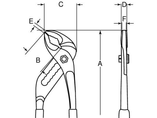 Bahco Vannpumpetang, Skrutang, 2,8 cm, 7,5 mm, PVC, Oransje, 192 mm