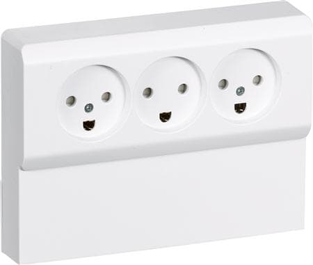 OPUS 66 Insats standarduttag panel exteriör trippel 2-polig med jord, vit