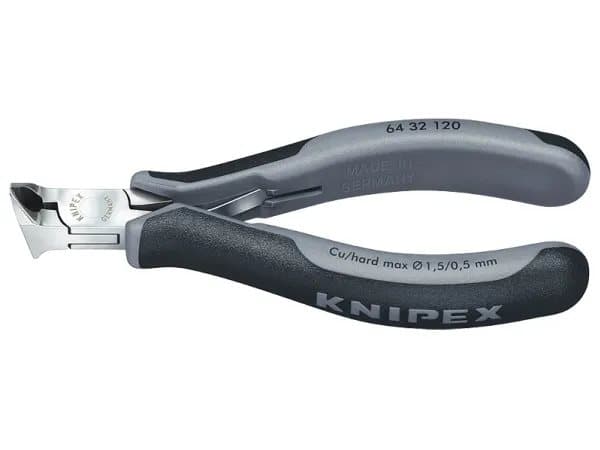 Knipex 64 32 120 ESD, Avnypa, Stål, Plast, Svart, Grå, 120 mm, 92 g