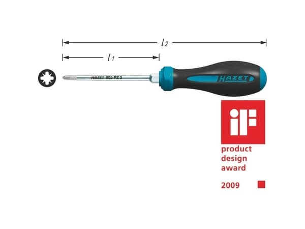 Hazet 802-PZ0 Værksted Stjerneskruetrækker PZ 0 Klinge-længde: 60 mm DIN ISO 8764-1, DIN ISO 8764-2