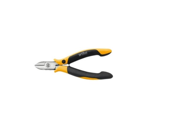 Wiha Professional ESD, Sivuleikkurit, Hiiliteräs, Musta, Keltainen, 115 mm, 11,4 cm (4.5"), 77 g