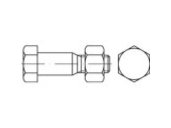 TOOLCRAFT 144197 Sekskant-passkruer M20 50 mm Udvendig sekskant DIN 7968 Stål Galvaniseret 25 stk