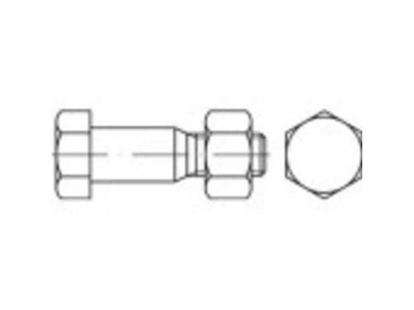 TOOLCRAFT 144197 Sekskant-passkruer M20 50 mm Udvendig sekskant DIN 7968 Stål Galvaniseret 25 stk