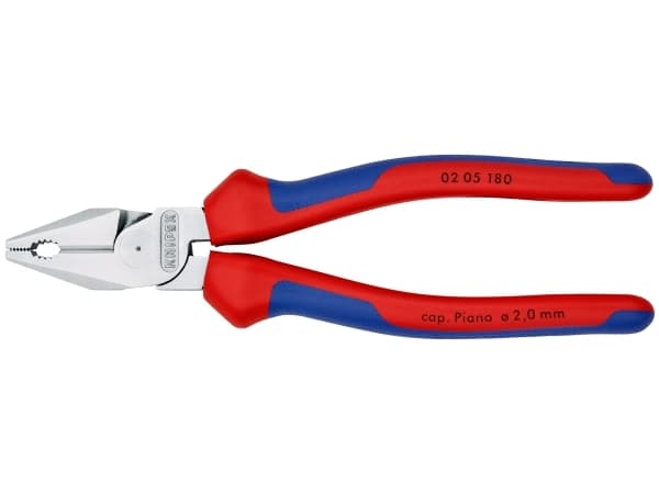 Knipex 02 05 180, Kombinasjonstang, 1,6 cm, Stål, Vinyl, Blå, Rød, 180 mm