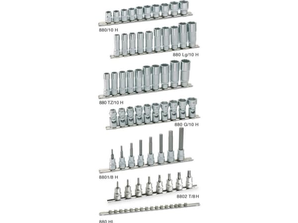 HAZET 880HL, Hylssats, 3/8", Metriska/brittiska, 16 huvuden, 10 mm, 43 cm