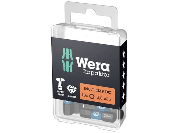 Wera 840/1 IMP DC / SW 4,0 X 25 Hex-bits 4 mm Verktygsstållegering, diamantbelagd D 6.3 1 st