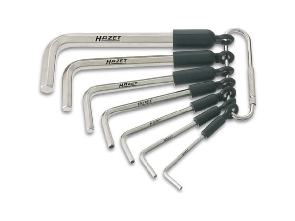 Hazet Unbrako Vinkelskruetrækker-sæt 3/32 tommer, 1/8 tommer, 5/32 tommer, 3/16 tommer, 7/32 tommer, 1/4 tommer, 5/16 tommer 7 dele