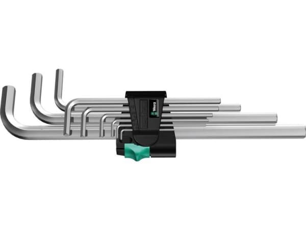 Wera 05021909001, L-formet hex-nøkkelsett, Metrisk, 9 stykker, 1.5,2,2.5,3,4,5,6,8,10 mm, Kromfarget, 25 mm