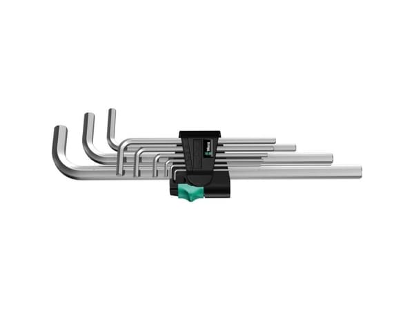 Wera 05021909001, L-formet hex-nøkkelsett, Metrisk, 9 stykker, 1.5,2,2.5,3,4,5,6,8,10 mm, Kromfarget, 25 mm