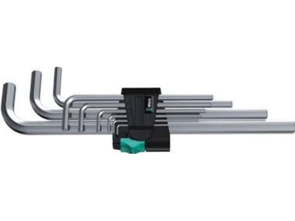 Wera 05021909001, L-formet hex-nøkkelsett, Metrisk, 9 stykker, 1.5,2,2.5,3,4,5,6,8,10 mm, Kromfarget, 25 mm