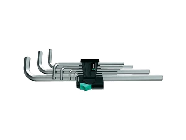 Wera 05021909001, L-formet hex-nøkkelsett, Metrisk, 9 stykker, 1.5,2,2.5,3,4,5,6,8,10 mm, Kromfarget, 25 mm