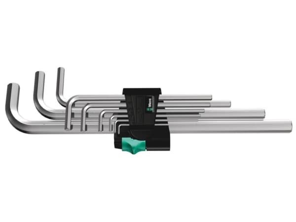 Wera 05021909001, L-formet hex-nøkkelsett, Metrisk, 9 stykker, 1.5,2,2.5,3,4,5,6,8,10 mm, Kromfarget, 25 mm