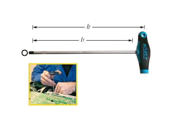 Hazet Workshop Skruvmejsel med sexkantig hylsa Nyckelbredd: 6 mm Bladlängd: 200 mm