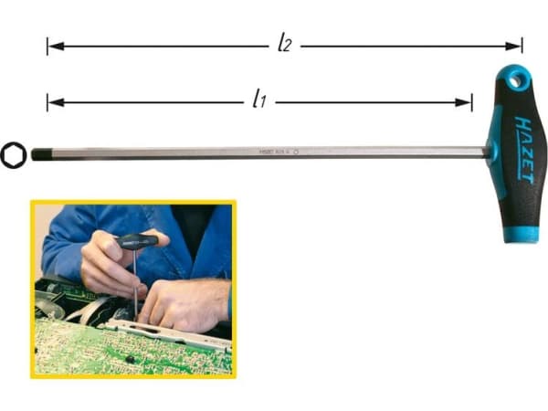 Hazet Workshop Skruvmejsel med sexkantig hylsa Nyckelbredd: 6 mm Bladlängd: 200 mm