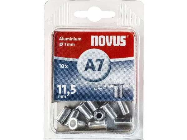 Novus Office 106440800 Blindnittemøtrik (Ø x L) 7 mm x 11.5 mm M5 Aluminium Aluminium 10 stk
