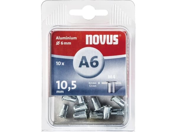 Novus Office 106440800 Blindnittemøtrik (Ø x L) 7 mm x 11.5 mm M5 Aluminium Aluminium 10 stk