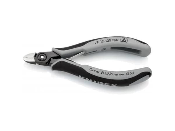 Knipex 79 12 125 ESD, Diagonal tang, 1 cm, 6,5 mm, Støtbestandig, Dielektrisk, Stål, Plast