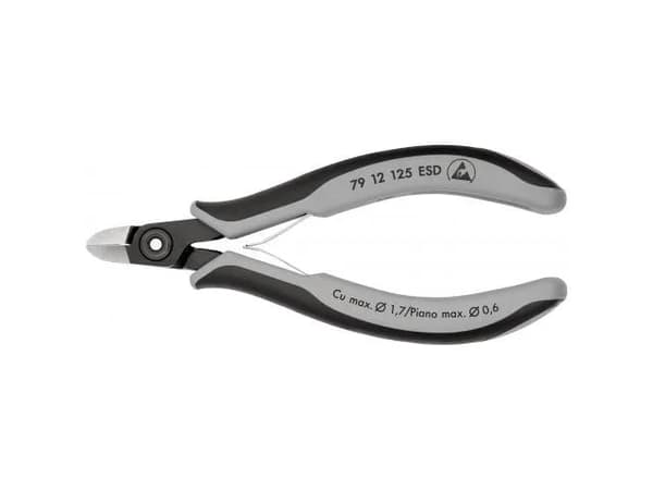 Knipex 79 12 125 ESD, Diagonal tang, 1 cm, 6,5 mm, Støtbestandig, Dielektrisk, Stål, Plast