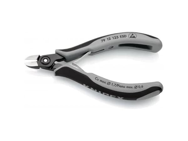 Knipex 79 12 125 ESD, Diagonal tang, 1 cm, 6,5 mm, Støtbestandig, Dielektrisk, Stål, Plast