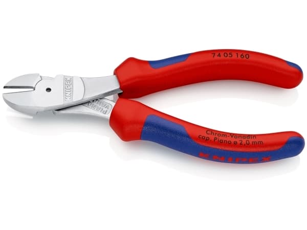 Knipex 74 05 160, Diagonal tang, Kromvanadiumstål, Plast, Blå, Rød, 160 mm, 209 g