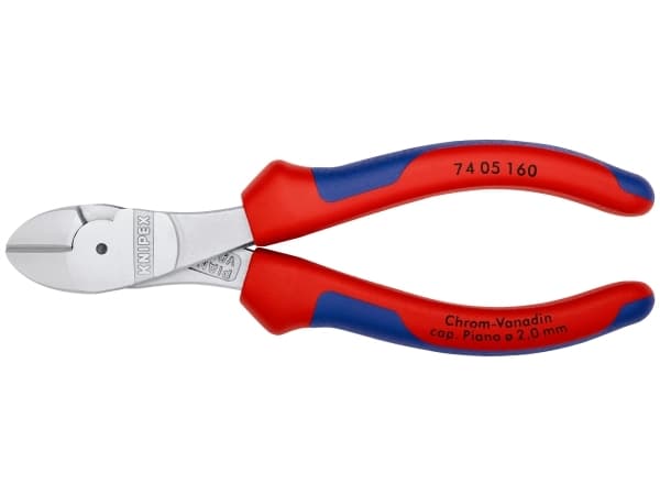 Knipex 74 05 160, Diagonal tang, Kromvanadiumstål, Plast, Blå, Rød, 160 mm, 209 g
